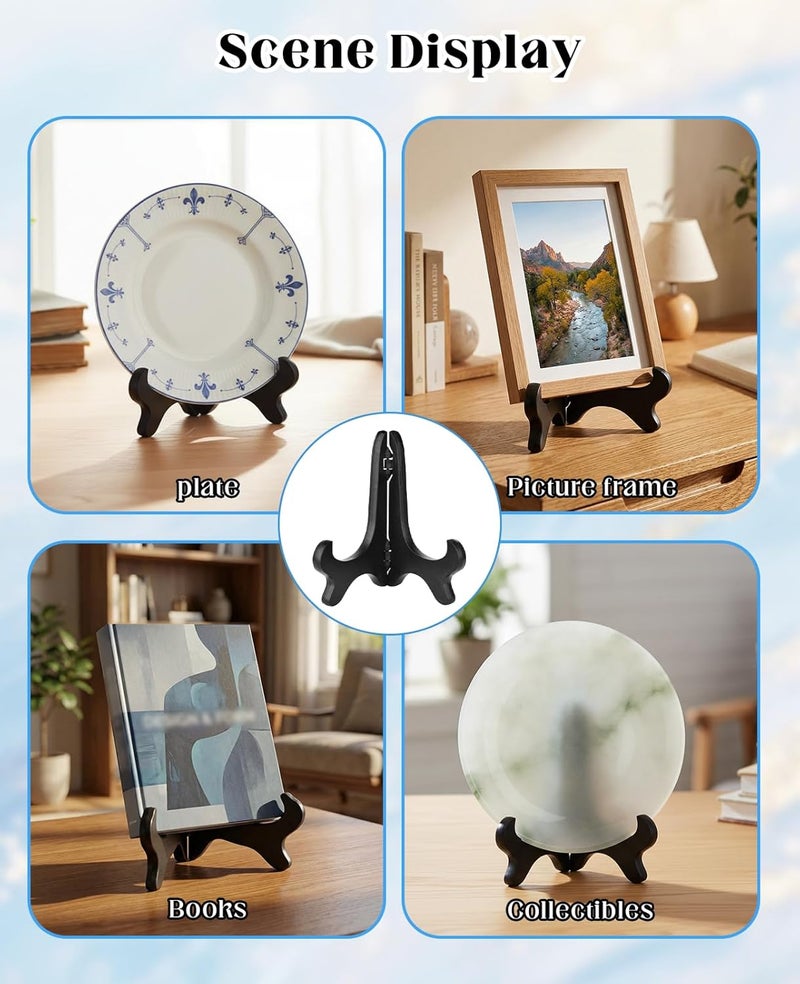 Gaahkai 10PCS Small Plate Stands for Display 4", Mini Folding Wood-Like Plaque Holder Easel for Displaying Picture Dish - Image 4