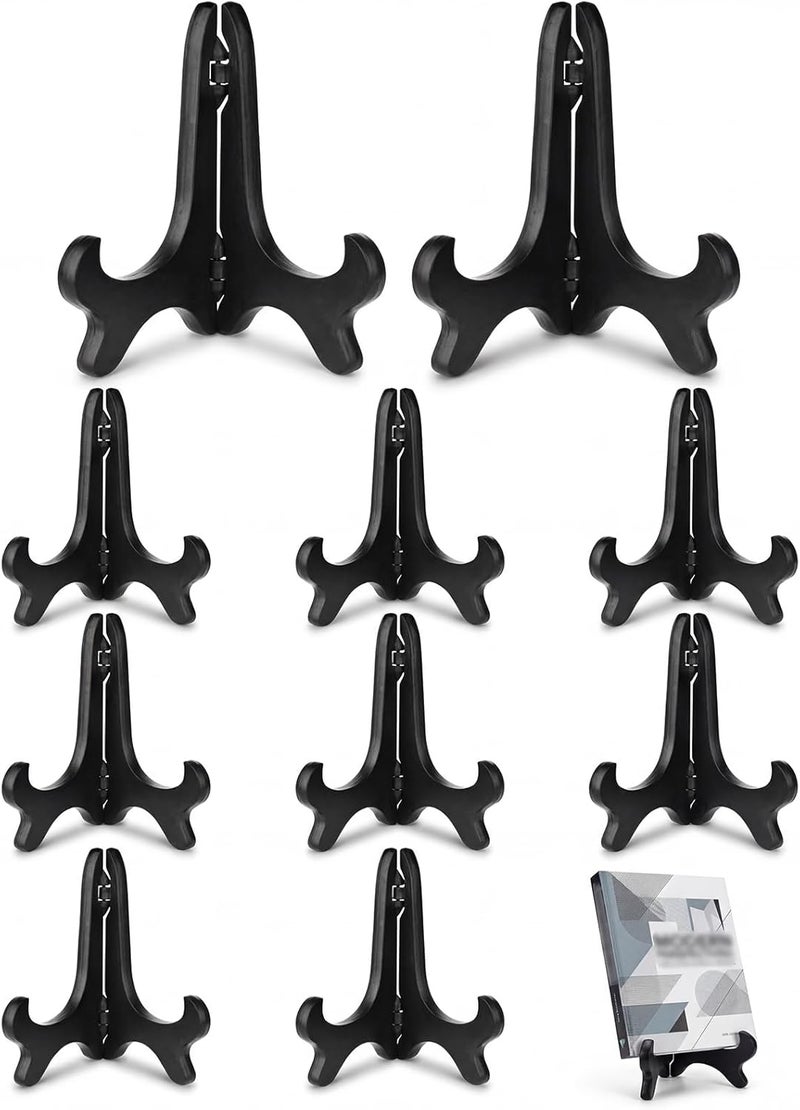 Gaahkai 10PCS Small Plate Stands for Display 4", Mini Folding Wood-Like Plaque Holder Easel for Displaying Picture Dish - Image 1