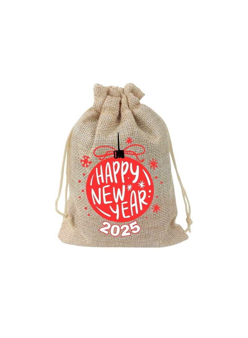 PRINTSHOP4ME New Year Jute Burlap Gift Bags–Set Of 12 Reusable Eco-Friendly Drawstring Sacks–Perfect For New Year Celebrations,Festive Gifting And Party Favors  - Image 1