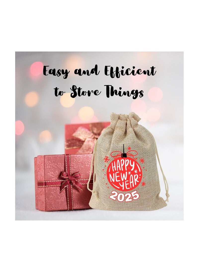 PRINTSHOP4ME New Year Jute Burlap Gift Bags–Set Of 12 Reusable Eco-Friendly Drawstring Sacks–Perfect For New Year Celebrations,Festive Gifting And Party Favors  - Image 5