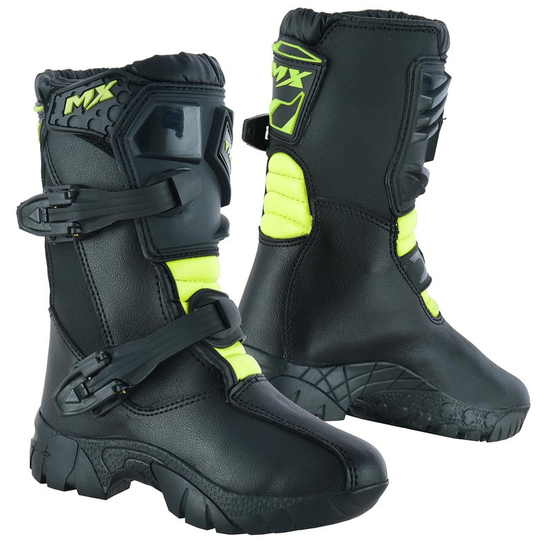 PROFIRST Motorcycle kids boots Motorbike Waterproof shoes Motorcross Dirt Blike Riding Biker Boots for kids Green US Footwear Size System Big Kid Men Numeric Medium 1 - Image 3