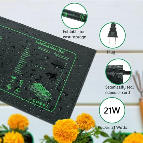 LOCONHA Seedling Heat Mat for Seed Starting,10" x 20.75" Waterproof Heating Pad for Indoor Plants Germination (Black 2 Pack) - Image 4