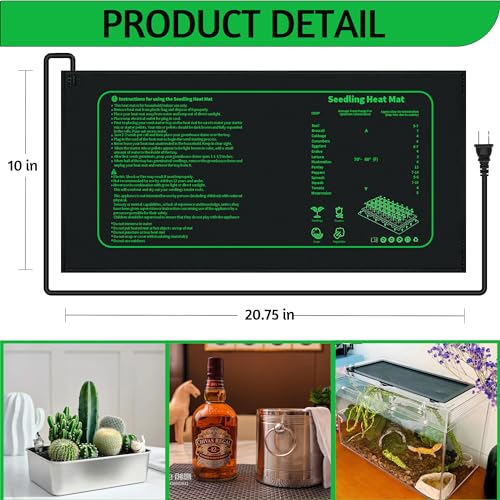 LOCONHA Seedling Heat Mat for Seed Starting,10" x 20.75" Waterproof Heating Pad for Indoor Plants Germination (Black 2 Pack) - Image 2