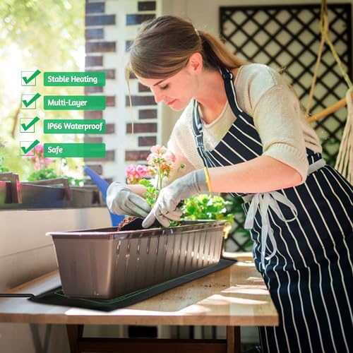 LOCONHA Seedling Heat Mat for Seed Starting,10" x 20.75" Waterproof Heating Pad for Indoor Plants Germination (Black 2 Pack) - Image 5