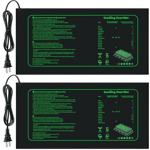 LOCONHA Seedling Heat Mat for Seed Starting,10" x 20.75" Waterproof Heating Pad for Indoor Plants Germination (Black 2 Pack) - Image 1