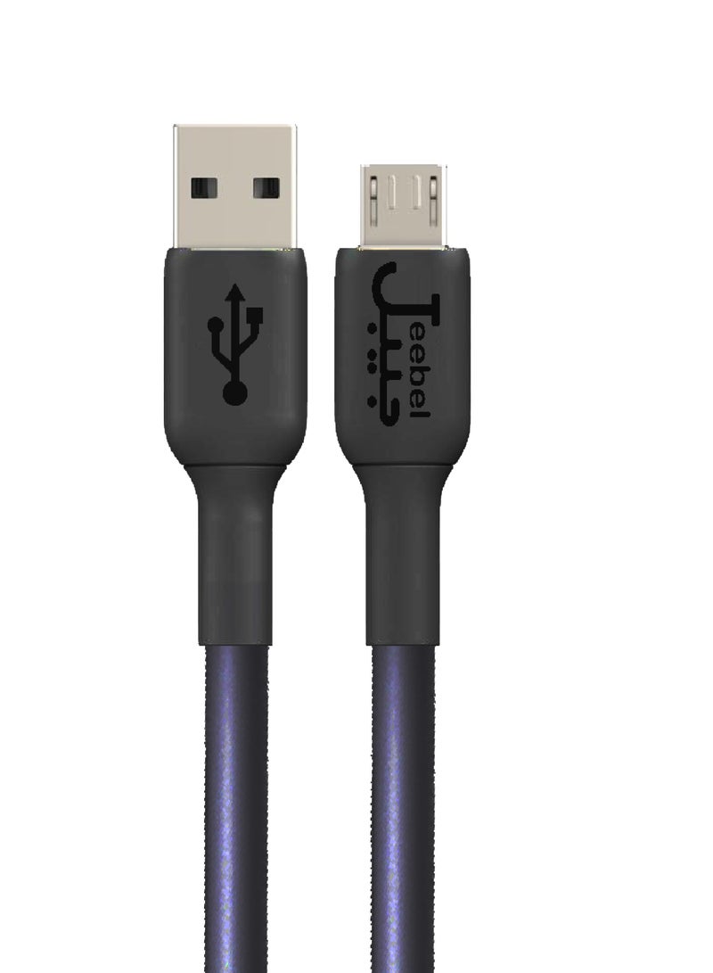 Original fast charging cable with micro USB port, fabric, 100 cm