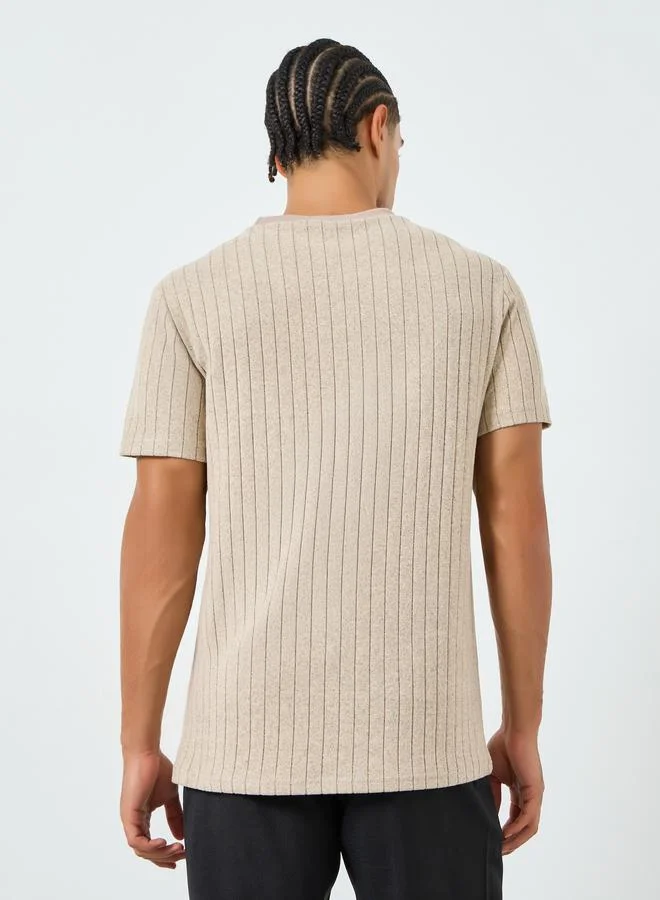 Styli Men Regular Mock Neck Ttextured T-Shirt