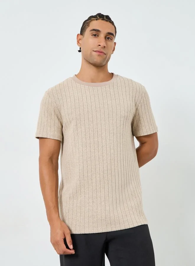 Styli Men Regular Mock Neck Ttextured T-Shirt