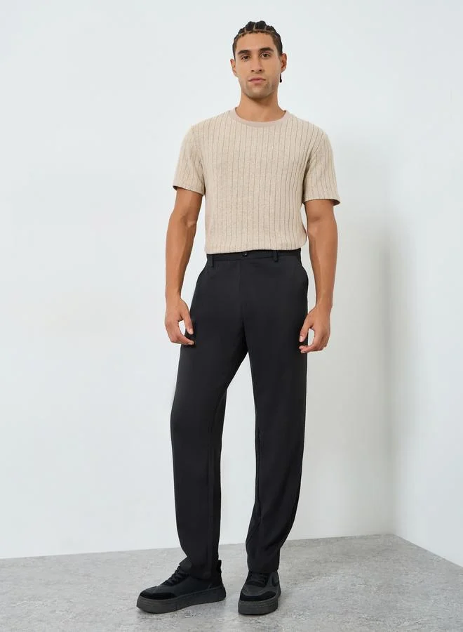 Styli Men Regular Mock Neck Ttextured T-Shirt