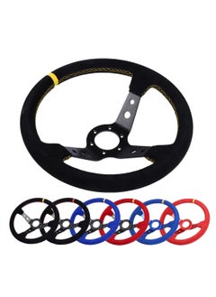 Royal ROYAL - Universal 14"/350mm Drift Sports Steering Wheel Suede Leather Deep Concave Round (O) Shaped Steering Wheel for Racing/Gaming/Rally/Motorsport (DYT-5125) (Black)  - Image 3