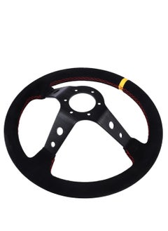 Royal ROYAL - Universal 14"/350mm Drift Sports Steering Wheel Suede Leather Deep Concave Round (O) Shaped Steering Wheel for Racing/Gaming/Rally/Motorsport (DYT-5125) (Black)  - Image 4