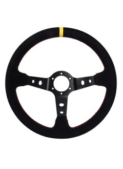 Royal ROYAL - Universal 14"/350mm Drift Sports Steering Wheel Suede Leather Deep Concave Round (O) Shaped Steering Wheel for Racing/Gaming/Rally/Motorsport (DYT-5125) (Black)  - Image 1