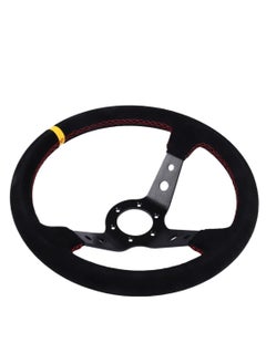 Royal ROYAL - Universal 14"/350mm Drift Sports Steering Wheel Suede Leather Deep Concave Round (O) Shaped Steering Wheel for Racing/Gaming/Rally/Motorsport (DYT-5125) (Black)  - Image 5