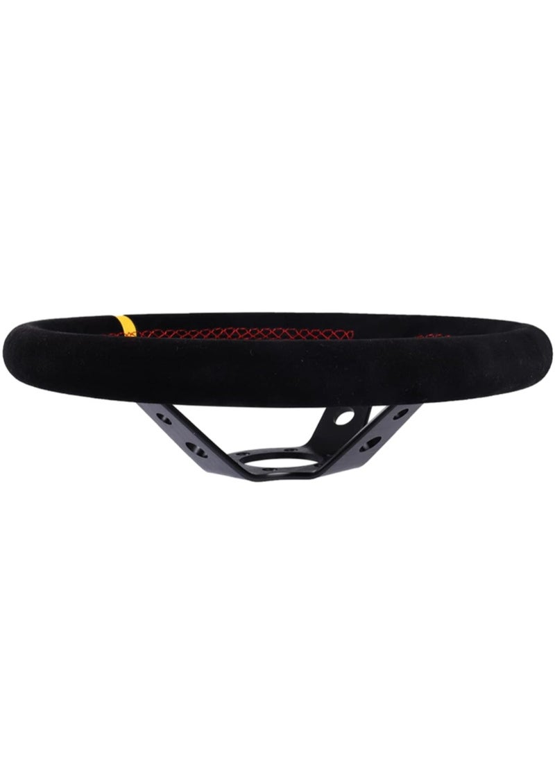 Royal - ROYAL - Universal 14"/350mm Drift Sports Steering Wheel Suede Leather Deep Concave Round (O) Shaped Steering Wheel for Racing/Gaming/Rally/Motorsport (DYT-5125) (Black) - Image 1