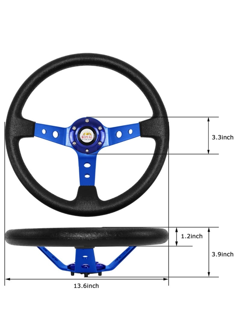 Royal - ROYAL - Universal 14"/350mm Drift Sports Steering Wheel Suede Leather Deep Concave Round (O) Shaped Steering Wheel for Racing/Gaming/Rally/Motorsport (DYT-5125) (Black) - Image 1