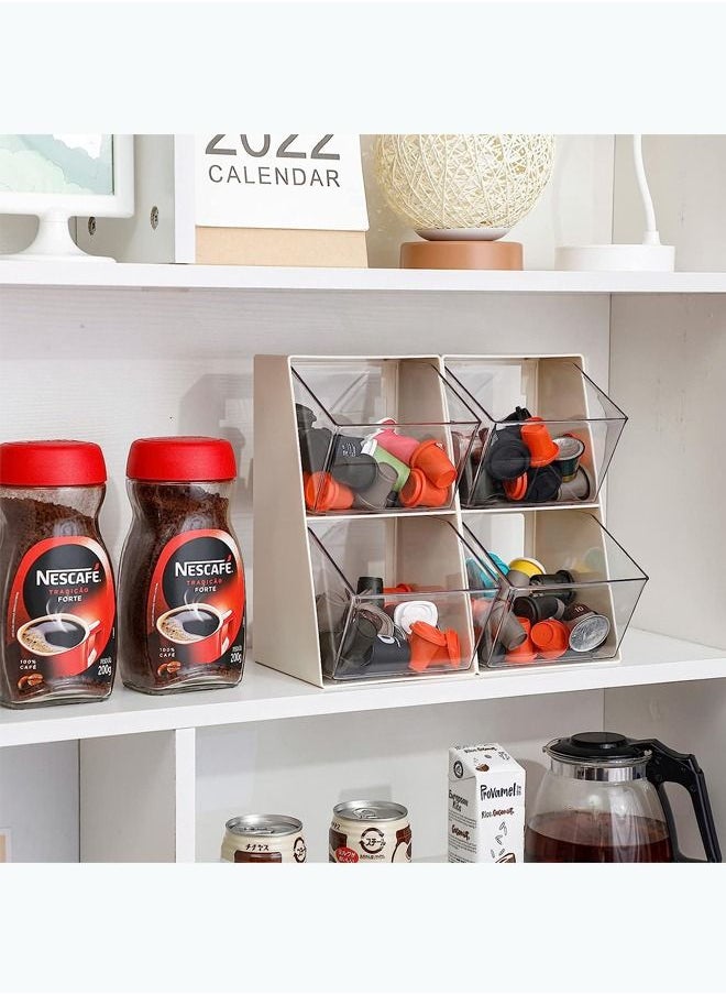 Arabest Plastic Coffee Pod Holder, Clear Coffee Capsule Storage Organizer for Home Office Desk, Counter, Coffee Bar Accessories Basket for K Cups, Tea Bags, Creamer, Sugar Bags (White)  - Image 5