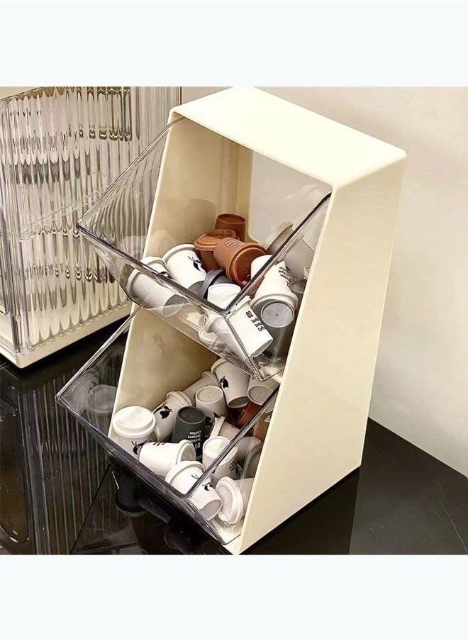 Arabest Plastic Coffee Pod Holder, Clear Coffee Capsule Storage Organizer for Home Office Desk, Counter, Coffee Bar Accessories Basket for K Cups, Tea Bags, Creamer, Sugar Bags (White)  - Image 2