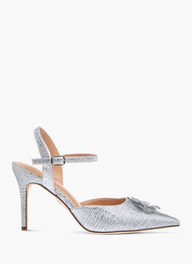 Celeste - Womens Floral Applique Shoes With Stiletto Heels And Buckle Closure Ramadan Collection - Image 1