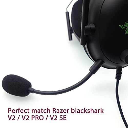 REEYEAR Mic Replacement Fits for Razer BlackShark V2,V2 Pro Gen 1,V2 SE Wireless Gaming Headsets, Noise Cancelling 3.5mm Jack Boom BlackShark PC Game Sound Microphone Set with 2 Pcs Foam Covers - Image 3