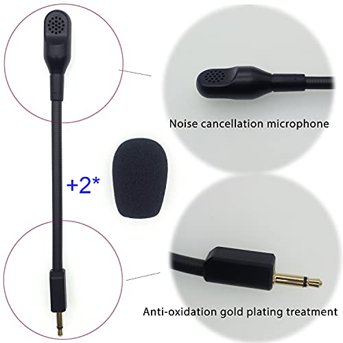 REEYEAR Mic Replacement Fits for Razer BlackShark V2,V2 Pro Gen 1,V2 SE Wireless Gaming Headsets, Noise Cancelling 3.5mm Jack Boom BlackShark PC Game Sound Microphone Set with 2 Pcs Foam Covers - Image 2