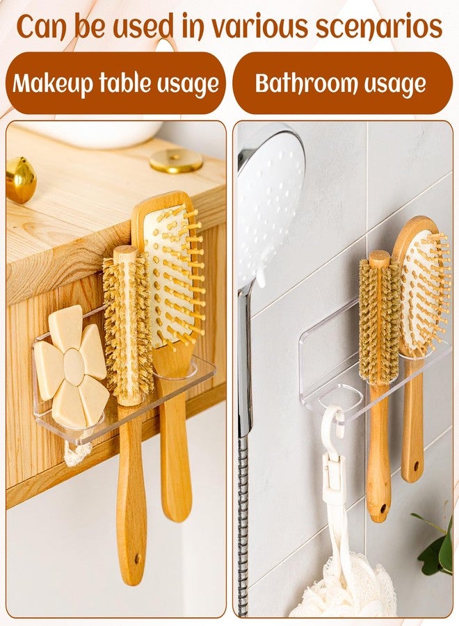 WJIAAA 2pcs Acrylic Hair Brush Holder for Bathroom Adhesive Hair Tool Organizer Transparent Wall Mounted Comb Holder Organizer with 3 Holes No Drilling for Combs, Curling Irons, Flat Irons - Image 4