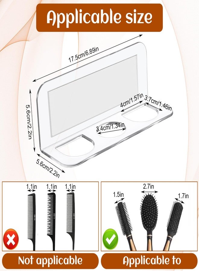 WJIAAA 2pcs Acrylic Hair Brush Holder for Bathroom Adhesive Hair Tool Organizer Transparent Wall Mounted Comb Holder Organizer with 3 Holes No Drilling for Combs, Curling Irons, Flat Irons - Image 5