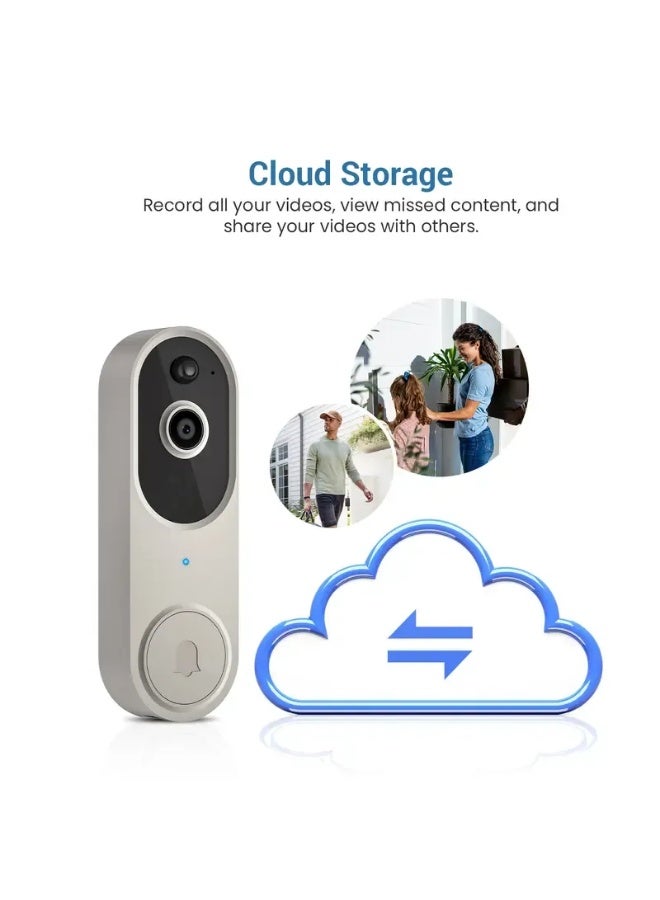 Sakina 1080P Wireless Video Doorbell Camera, Night Vision, Cloud Storage , Smart AI Human Detection, Real-Time Alert, 2-Way Audio, Battery Powered - Image 3