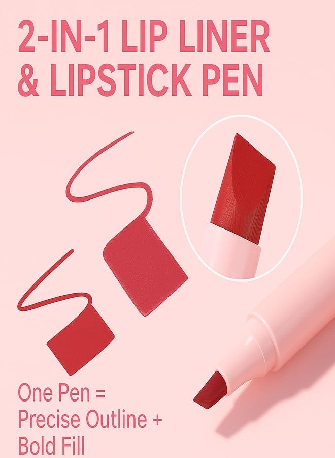 قلم تحديد الشفاه Diryi Lip Tint Marker – قلم تحديد الشفاه وأحمر الشفاه 2 في 1 | رأس قلم بزاوية، مقاوم للماء، مطفي، مقاوم للتلطخ، يدوم طويلاً، لون شفاه ناعم ودقيق وجريء، 5 ألوان (2# برتقالي محروق) - Image 4