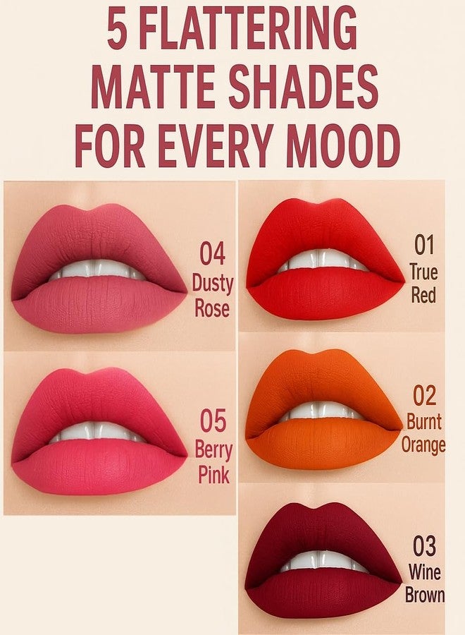 قلم تحديد الشفاه Diryi Lip Tint Marker – قلم تحديد الشفاه وأحمر الشفاه 2 في 1 | رأس قلم بزاوية، مقاوم للماء، مطفي، مقاوم للتلطخ، يدوم طويلاً، لون شفاه ناعم ودقيق وجريء، 5 ألوان (2# برتقالي محروق) - Image 2
