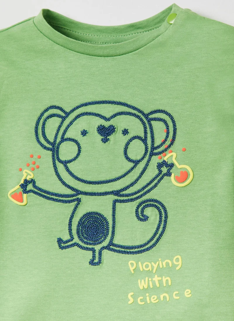 Ovs T-shirt with embroidered monkey