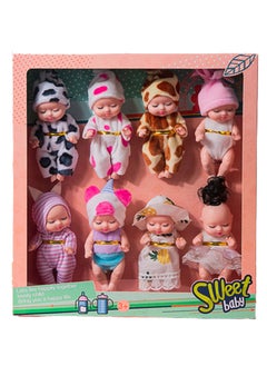 Sweet baby 8-Piece Sleeping Reborn Baby Dolls 3.5 Inch Mini Toy Gift for Girl  - Image 1