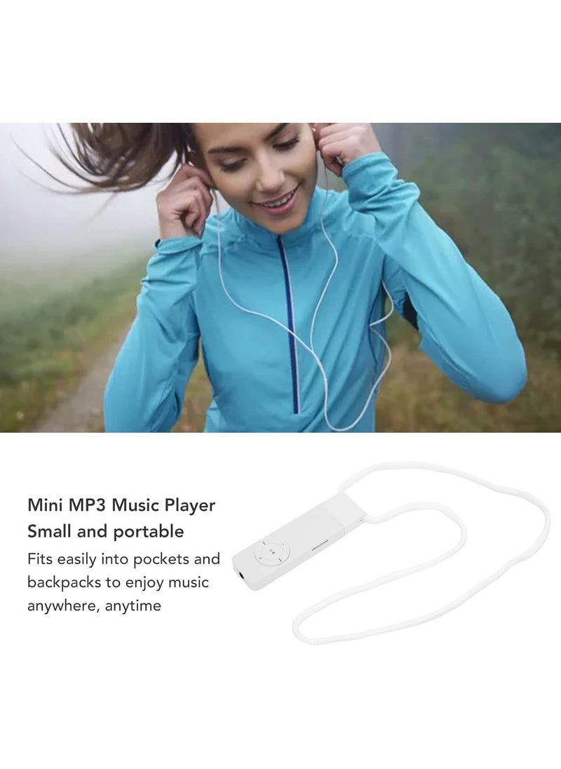Dilwe MP3 Player Mini Music Player MP3 Player with USB Flash Drive Portable HiFi Lossless Sound MP3 Music Player for Students Running Travel Supports up to 64GB White  - Image 3