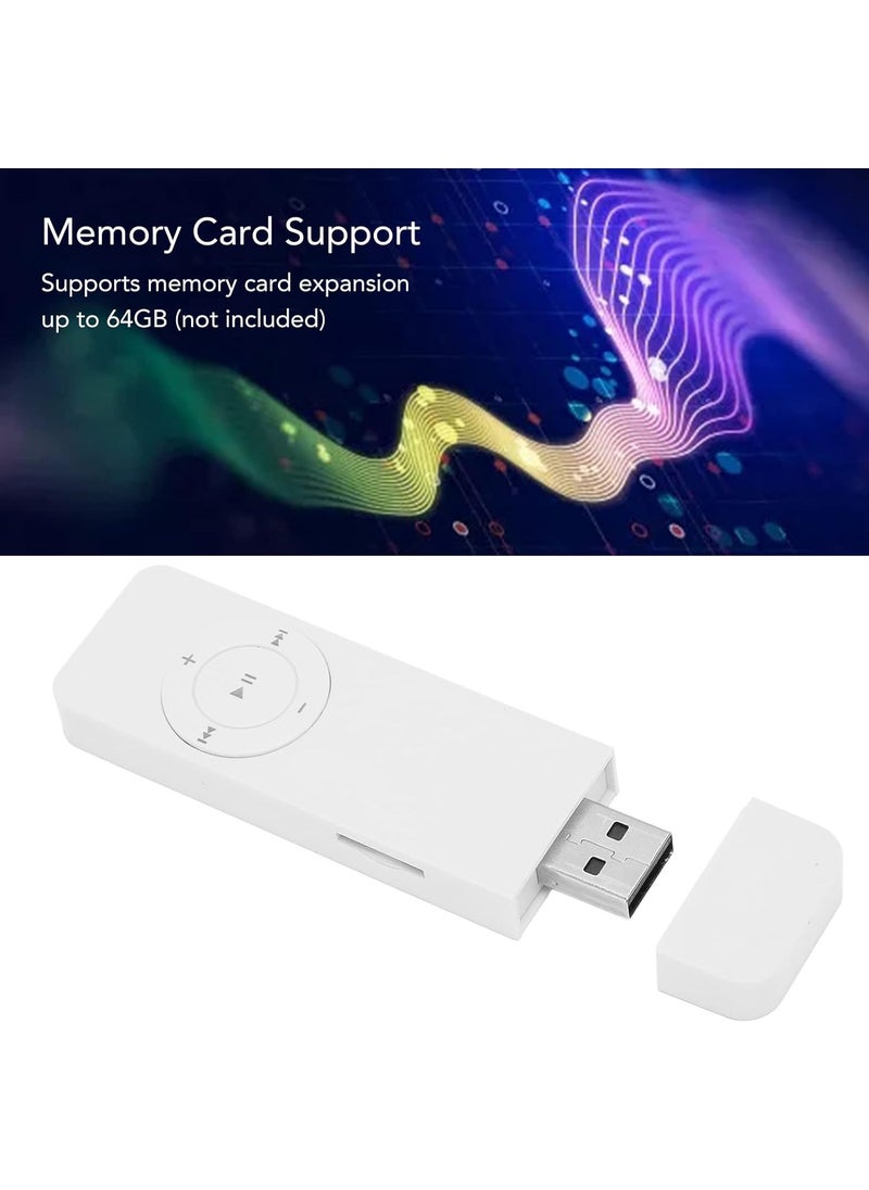 Dilwe MP3 Player Mini Music Player MP3 Player with USB Flash Drive Portable HiFi Lossless Sound MP3 Music Player for Students Running Travel Supports up to 64GB White  - Image 4