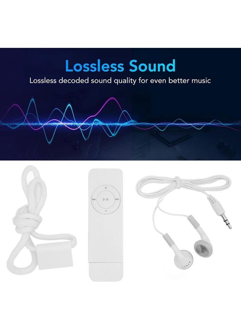 Dilwe MP3 Player Mini Music Player MP3 Player with USB Flash Drive Portable HiFi Lossless Sound MP3 Music Player for Students Running Travel Supports up to 64GB White  - Image 5