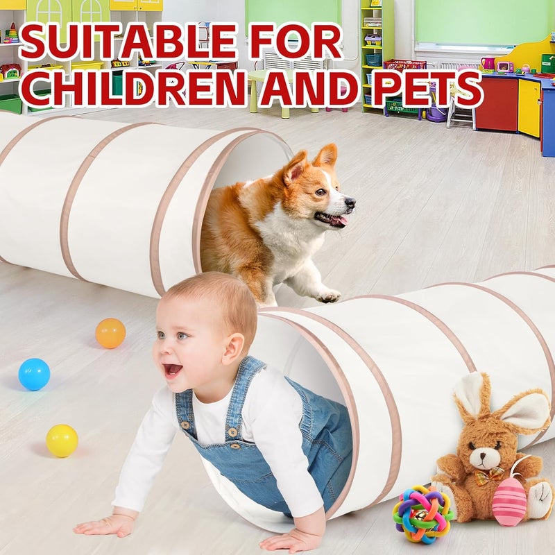 Moncoland Kids Play Tunnel Tent for Toddlers, Pop Up Crawl Tunnel Toy for Baby or Pet with Neutral Color, Collapsible Gift for Boy and Girl Play Tunnel Indoor and Outdoor Game (Beige Tunnel) - Image 4