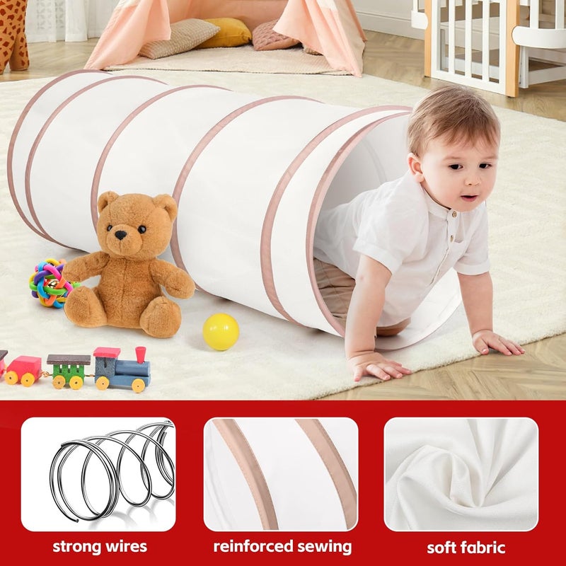 Moncoland Kids Play Tunnel Tent for Toddlers, Pop Up Crawl Tunnel Toy for Baby or Pet with Neutral Color, Collapsible Gift for Boy and Girl Play Tunnel Indoor and Outdoor Game (Beige Tunnel) - Image 5