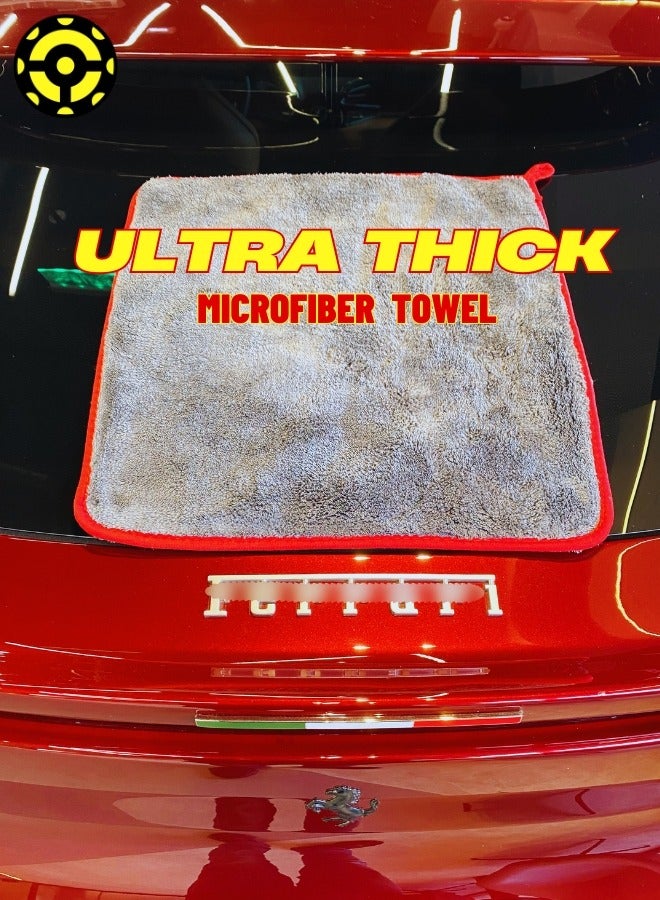 IONIC Ultra Thick Microfiber Towel – 1200 GSM – Super Absorbent, Lint-Free & Scratch-Free – Multi-Purpose for Car, Home & Office – Grey- (30*40cm) - Image 2
