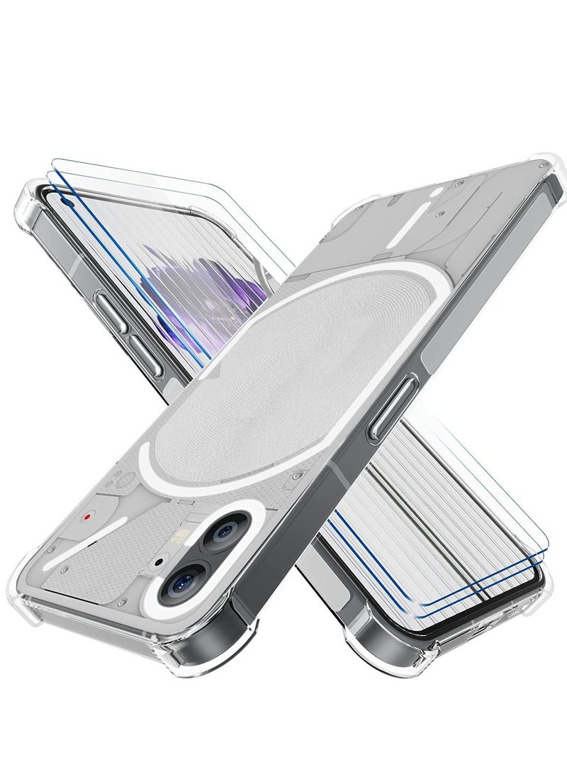Raxoom Nothing Phone 1 Case with 2 Pack Tempered Glass Screen Protector, Crystal Clear TPU Silicone Case with Airbag Corners, Drop Protection Cover For Nothing Phone 1 - Image 1