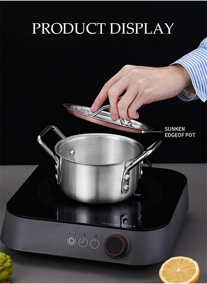 DUNISO 5-Piece Aluminum Cooking Pot Set With Lid And Handle, Large, Medium And Small, Suitable For Stews, 16 Cm / 18 Cm / 20 Cm / 22 Cm / 24 Cm Pots  - Image 5