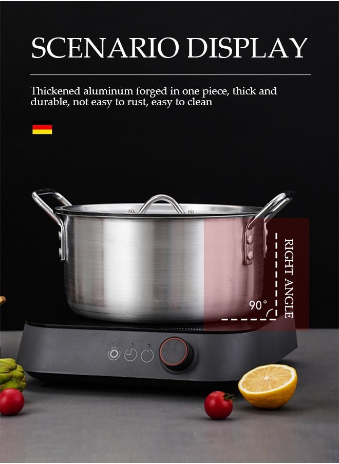 DUNISO 5-Piece Aluminum Cooking Pot Set With Lid And Handle, Large, Medium And Small, Suitable For Stews, 16 Cm / 18 Cm / 20 Cm / 22 Cm / 24 Cm Pots  - Image 4