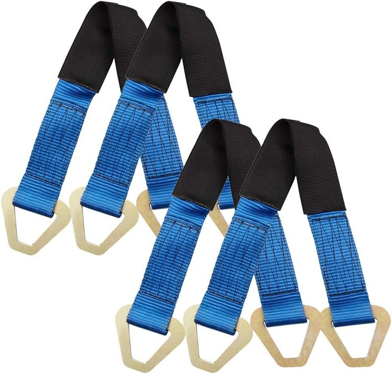 Pindex Axle Straps 10000 Lbs Break Strength 3335 Lbs Working Load Blue Car Axle Straps for Race Car Hauler Tow Truck 4x4 Off-Road,4 Pack (2 Inch by 24 Inch) - Image 1