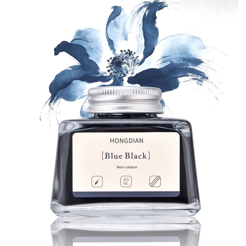 Asvine Hongdian Fountain Pen Bottled Ink Blue Black Color, 60ml Non Carbon Inkwell Bottle, Artist Calligraphy Ink - Image 1