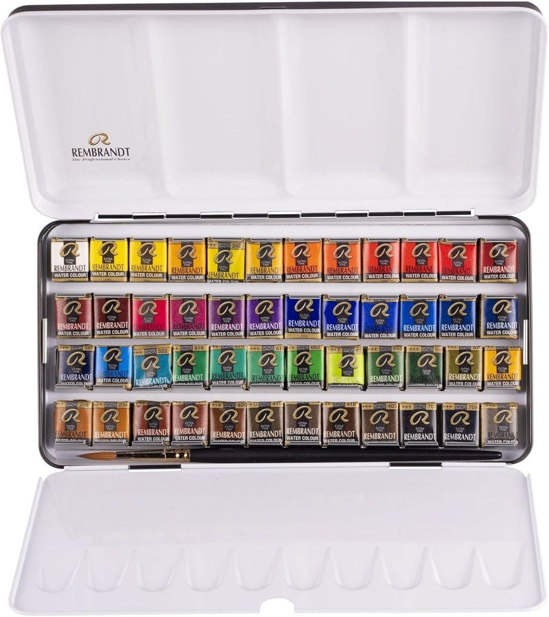 Rembrandt Watercolour Box with 48 Pans and Sable Brush - Image 1
