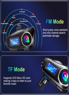 KASTWAVE Motorcycle Helmet Bluetooth Headset, Helmet Bluetooth Intercom BT5.3 Noise Cancellation 6EQ HiFi Stereo, Headphone Speakers LCD Screen, Support FM Radio, Music Share, SD Card  - Image 2