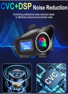 KASTWAVE Motorcycle Helmet Bluetooth Headset, Helmet Bluetooth Intercom BT5.3 Noise Cancellation 6EQ HiFi Stereo, Headphone Speakers LCD Screen, Support FM Radio, Music Share, SD Card  - Image 4