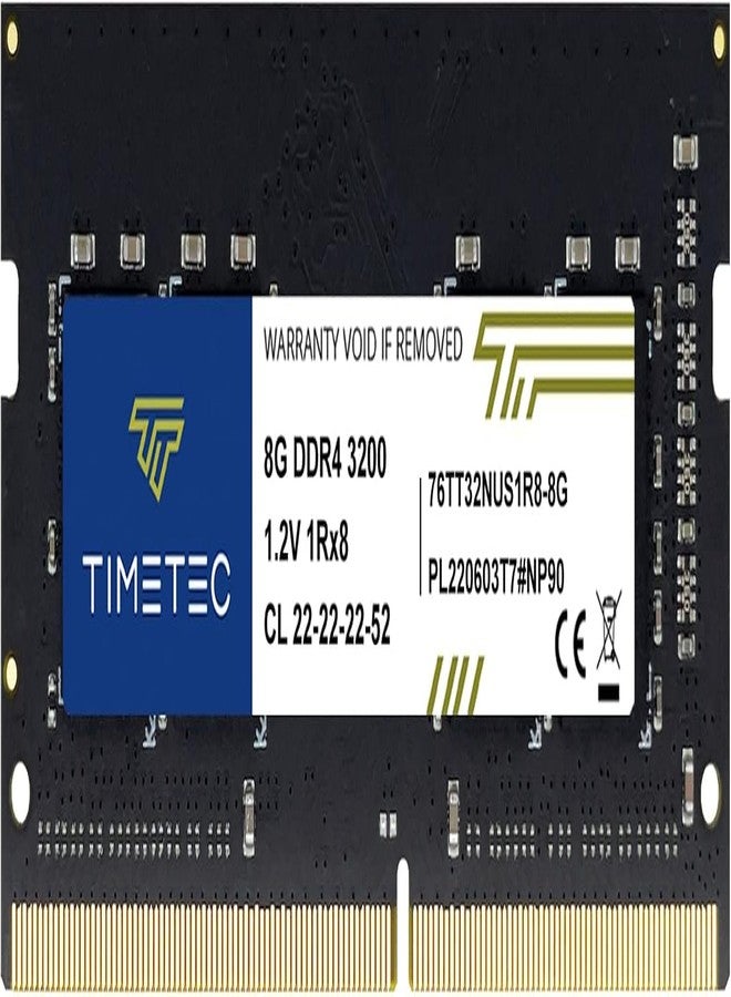 تايم تيك ذاكرة Timetec Premium سعة 8 جيجابايت DDR4 بتردد 3200 ميجاهرتز (أو 2933 ميجاهرتز أو 2666 ميجاهرتز) PC4-25600 غير مزودة بتقنية تصحيح الأخطاء ECC وغير مخزنة مؤقتًا بجهد 1.2 فولت وتوقيت CL22 ورتبة واحدة 1Rx8 ذات 260 دبوس SODIMM لأجهزة الكمبيوتر المحمولة والمكتبية - Image 1