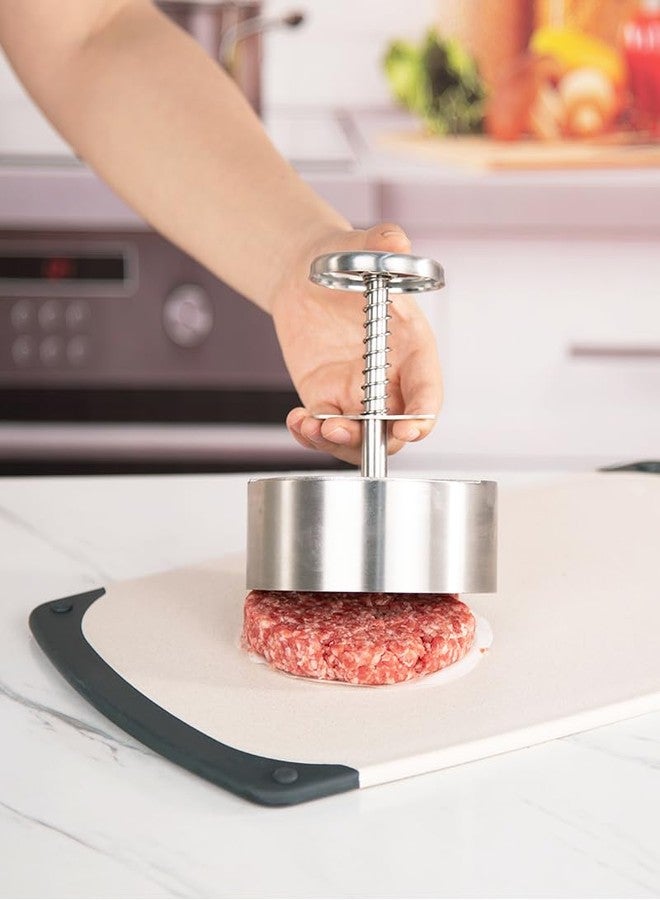 Brigii 304 Stainless Steel Burger Press,Hamburger Patty Maker, Heavy Duty Stainless Steel Burger Press for Ground Beef, Burgers (Dishwasher Safe) (BP01 PRO-5.5") - Image 2