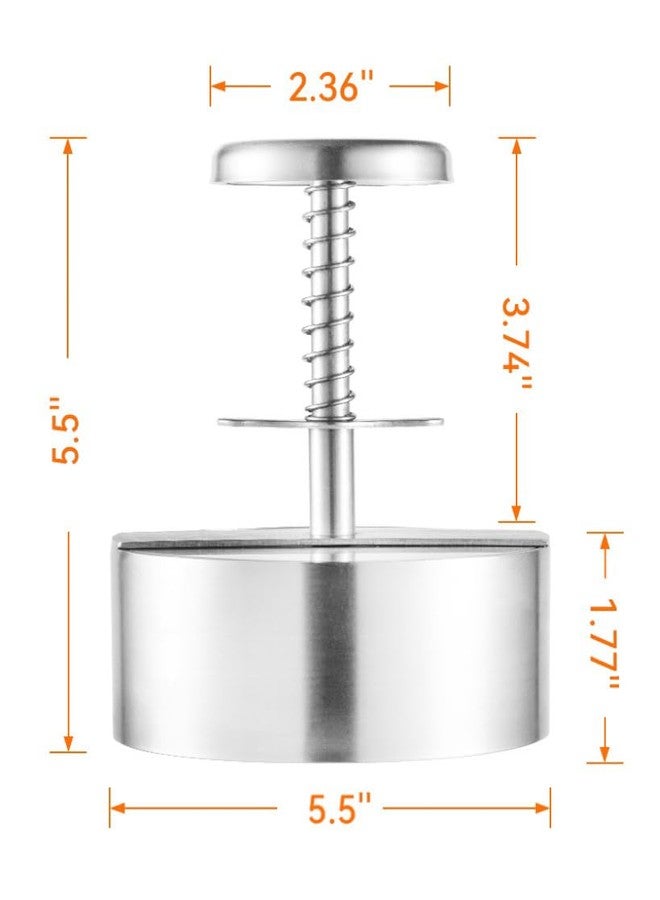 Brigii 304 Stainless Steel Burger Press,Hamburger Patty Maker, Heavy Duty Stainless Steel Burger Press for Ground Beef, Burgers (Dishwasher Safe) (BP01 PRO-5.5") - Image 4
