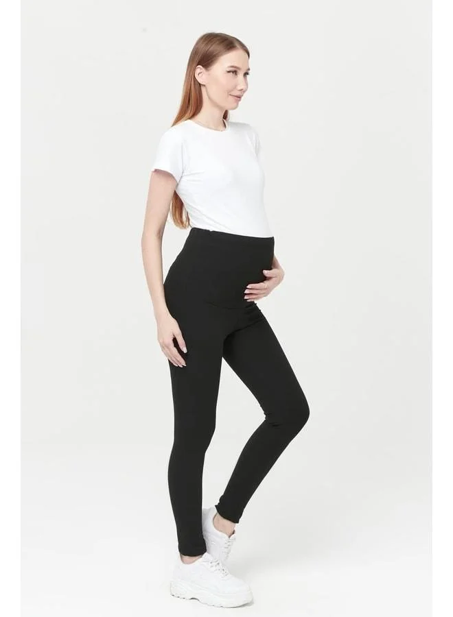 LuvmaBelly Myra8068 Supportive Ribbed Thermal Lined with Padding Heat-Retaining Adjustable Waist Maternity.