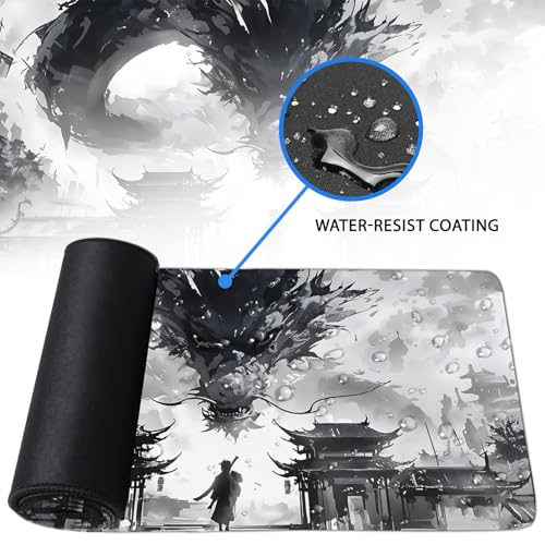 Vorruil Dragon Gaming Mouse Pad Anime Large, Dragon Manga Mousepad with Non-Slip Base and Stitched Edges, Extended Computer Keyboard Desk Mats, Mat for Desktop for Home Office 11.8”x 31.4”XL - Image 5